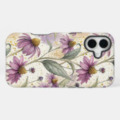 Watercolor Echinacea Purple & Gold iPhoneケース (裏面横)