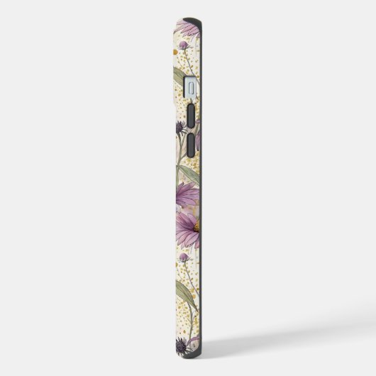 Watercolor Echinacea Purple & Gold iPhoneケース (左側面)