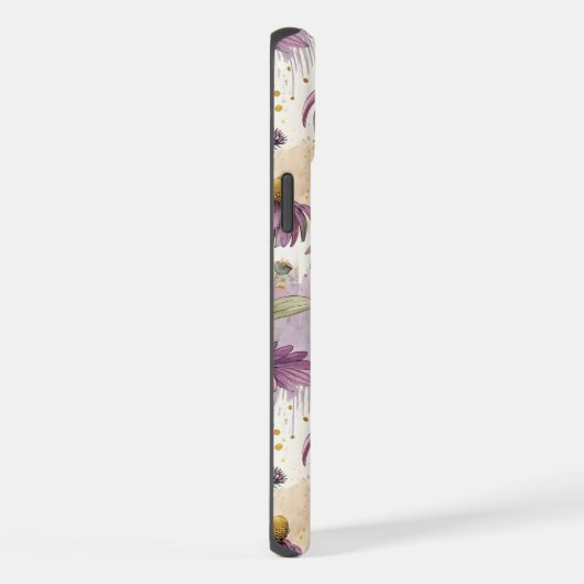 Watercolor Echinacea Purple & Gold iPhoneケース (右側面)