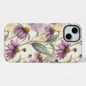 Watercolor Echinacea Purple & Gold iPhoneケース (裏面横)
