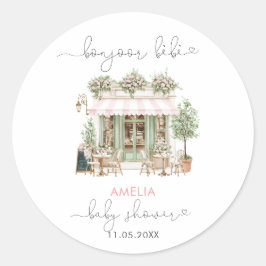 Watercolor Elegant Bonjoor bebe Baby Shower ラウンドシール