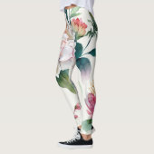 Watercolor elegant delicate asian floral pattern レギンス (左)