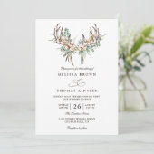 Watercolor Elegant Eucalyptus Boho QR Code Wedding 招待状 (スタンド正面)