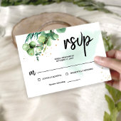 Watercolor Elegant Eycalyptus Green Wedding RSVP