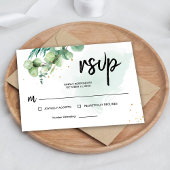 Watercolor Elegant Eycalyptus Green Wedding RSVP