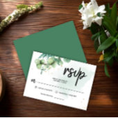 Watercolor Elegant Eycalyptus Green Wedding RSVP