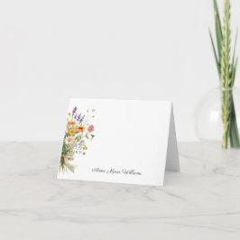 Watercolor Elegant Floral Note Card サンキューカード
