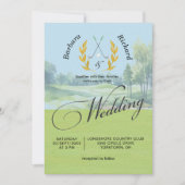 Watercolor Elegant Golf Wedding w/Details  招待状 (正面)