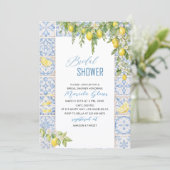 Watercolor Elegant Lemons Italian Mediterranean Br 招待状 (スタンド正面)