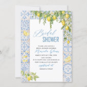 Watercolor Elegant Lemons Italian Mediterranean Br 招待状 (正面)