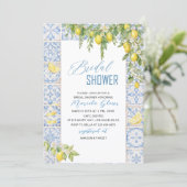 Watercolor Elegant Lemons Italian Mediterranean Br 招待状 (スタンド正面)