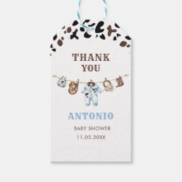 Watercolor Elegant Little Cowboy Rodeo Country Bab ギフトタグ