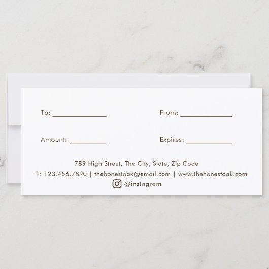 Watercolor Elegant Oak Tree Gift Certificate (裏面)