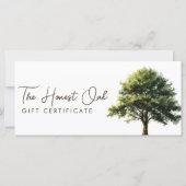 Watercolor Elegant Oak Tree Gift Certificate (正面)