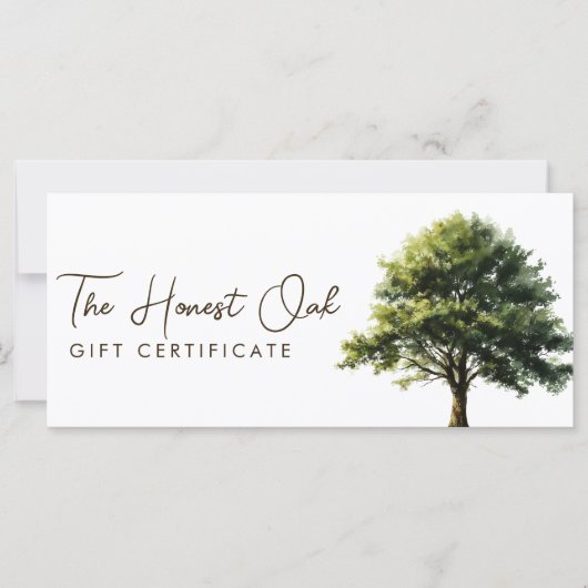 Watercolor Elegant Oak Tree Gift Certificate (正面)