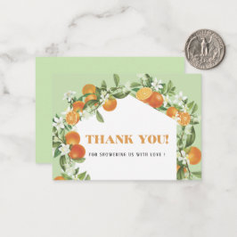 Watercolor Elegant Orange Citrus baby shower thank ノートカード