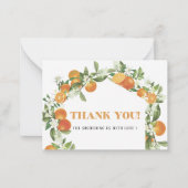 Watercolor Elegant Orange Citrus baby shower thank ノートカード (正面)