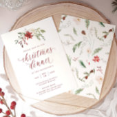 Watercolor Elegant Script Christmas Dinner 招待状