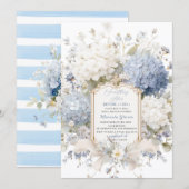 Watercolor Elegant  Something Blue Bridal Shower 招待状 (正面/裏面)