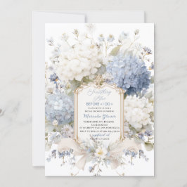 Watercolor Elegant  Something Blue Bridal Shower 招待状