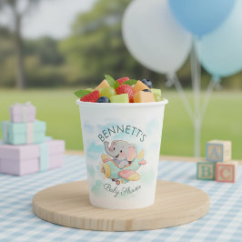 Watercolor Elephant Airplane Baby Shower Cup 紙コップ