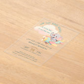 Watercolor Elephant Airplane Boy Invitation アクリル招待状 (レイダウン)