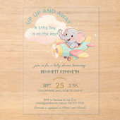 Watercolor Elephant Airplane Boy Invitation アクリル招待状 (正面)