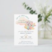 Watercolor Elephant Airplane Boy Invitation ポストカード (スタンド正面)
