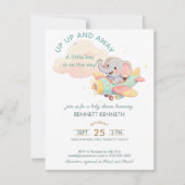 Watercolor Elephant Airplane Boy Invitation 出欠カード (正面)