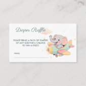 Watercolor Elephant Airplane Diaper Raffle Card エンクロージャーカード (正面)