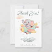 Watercolor Elephant Airplane Thank You Card サンキューカード (正面)