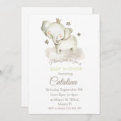 Watercolor Elephant Baby Shower Invitation 招待状 (正面/裏面)