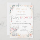 Watercolor Elephant Baby Shower Invitation 招待状 (正面)