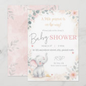 Watercolor Elephant Baby Shower Invitation 招待状 (正面/裏面)