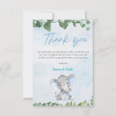 Watercolor Elephant Baby Shower Thank You Card サンキューカード (正面)