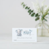 Watercolor Elephant Blue Bowtie Diaper Raffle Card 名刺 (スタンド正面)