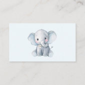 Watercolor Elephant Blue Bowtie Diaper Raffle Card 名刺 (裏面)