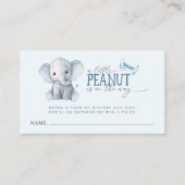 Watercolor Elephant Blue Bowtie Diaper Raffle Card 名刺 (正面)