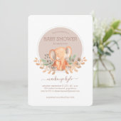 Watercolor Elephant Boho Safari Baby Shower 招待状 (スタンド正面)