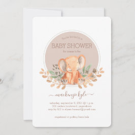 Watercolor Elephant Boho Safari Baby Shower 招待状