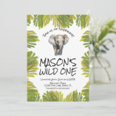 Watercolor Elephant First Birthday 招待状 (スタンド正面)