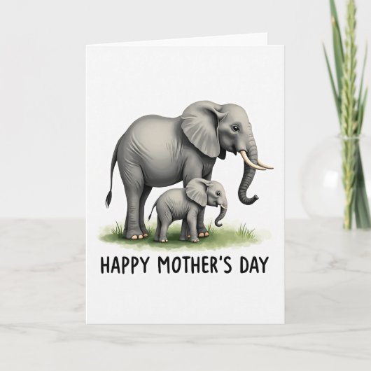 Watercolor Elephant Mom Card カード (正面)