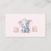 Watercolor Elephant Pink Bow Diaper Raffle Card 名刺 (裏面)