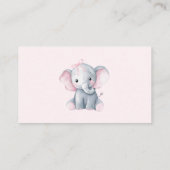 Watercolor Elephant Pink Bow RSVP Enclosure Card 名刺 (裏面)