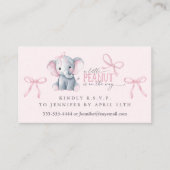 Watercolor Elephant Pink Bow RSVP Enclosure Card 名刺 (正面)