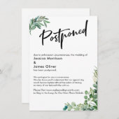 Watercolor Eucalyptus結婚カードで延期 招待状 (正面/裏面)