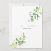 Watercolor Eucalyptus葉の日付カードの保存 招待状 (裏面)