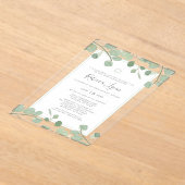Watercolor Eucalyptus Bat Mitzvah アクリル招待状 (レイダウン)