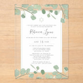 Watercolor Eucalyptus Bat Mitzvah アクリル招待状 (正面)