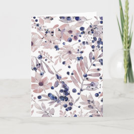 Watercolor Eucalyptus Blueberry Botanical Art Love カード